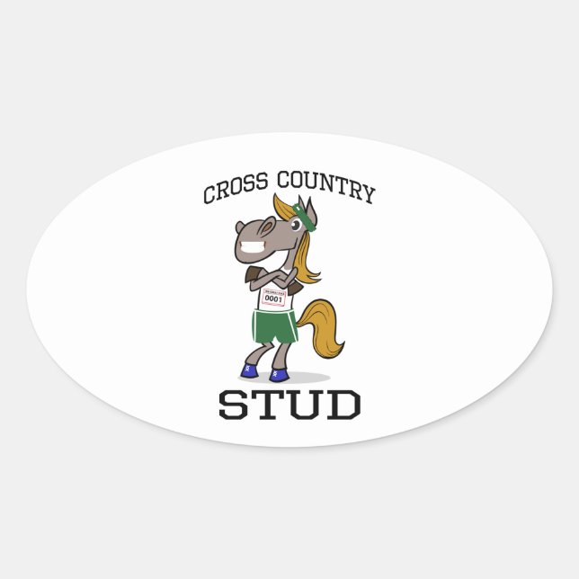 Cross Country Stud Oval Sticker (Front)