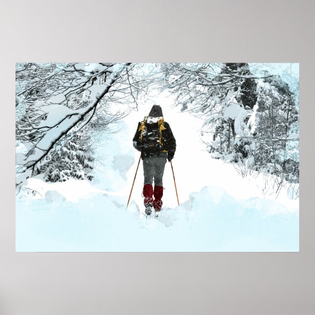 Cross Country Through Snowy Woods Poster (Front)