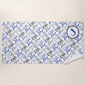 Cross Country Xc Run Monogram Blue Beach Towel by BiskerVille at Zazzle
