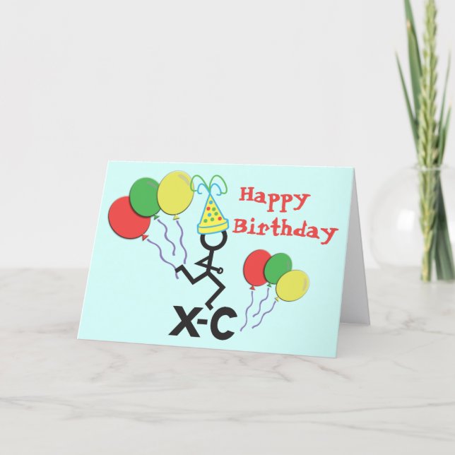 Cross Country XC Runner Happy Birthday Card (Front)