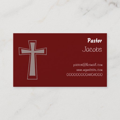 Customizable Cross Design, Pastor, Business Cards