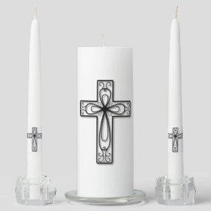 Cross Design Religious Symbol Unity Candle Set