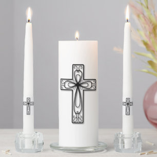 Cross Design Religious Symbol Unity Candle Set