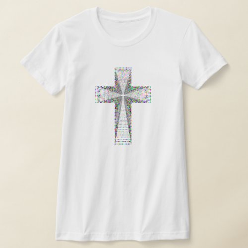 Cross design with multi_color dots_T_Shirt for her T_Shirt