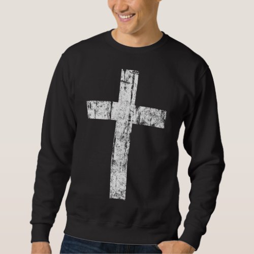 Cross Distressed Style Inspirational Christian Fai Sweatshirt