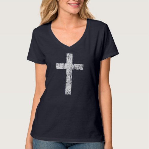 Cross Distressed Style Inspirational Christian Fai T_Shirt