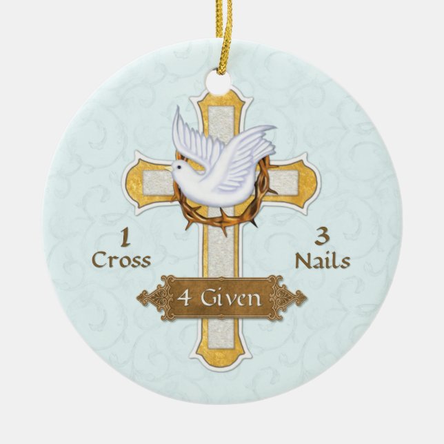 Cross Dove 4 Given Ceramic Ornament (Front)