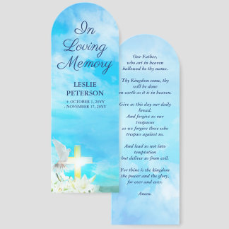 Cross & Dove Blue In Loving Memory Prayer Poem Bookmarks