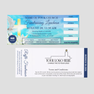 Cross & Dove Church Fundraiser Invitation Raffle Tickets