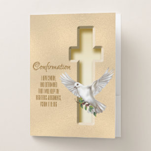 Cross Dove Scripture Confirmation Baptism Pocket Folder
