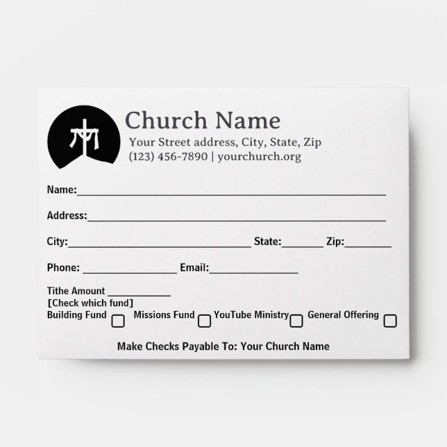 Cross Easter Church Tithe Offering Collection Envelope (Front)