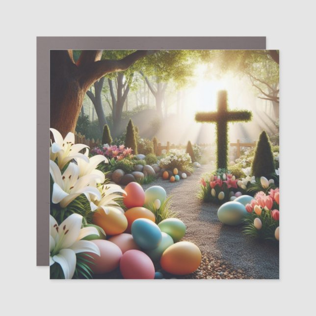 Cross/Easter egg/Lilly  Car Magnet (Front)