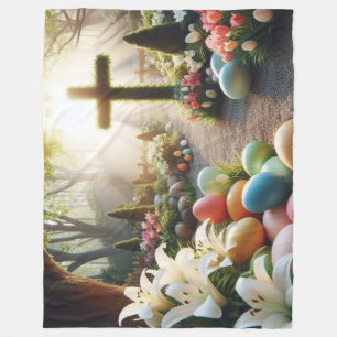 Cross/Easter egg/Lilly Fleece Blanket