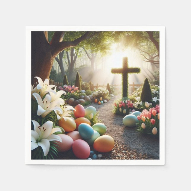 Cross/Easter egg/Lilly  Napkins (Front)