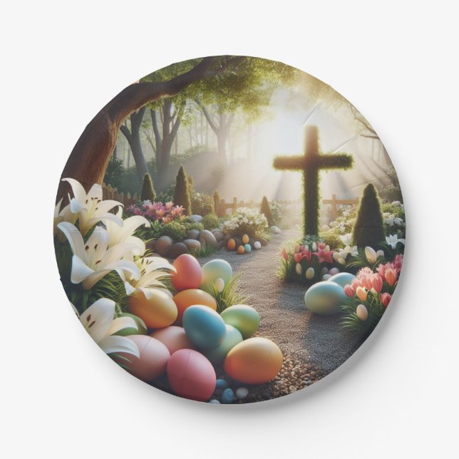 Cross/Easter egg/Lilly  Paper Plates (Front)