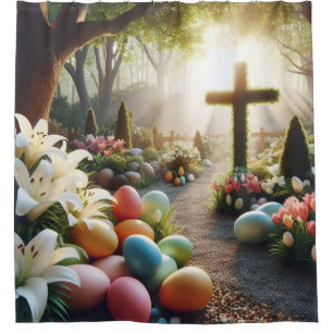 Cross/Easter egg/Lilly Shower Curtain