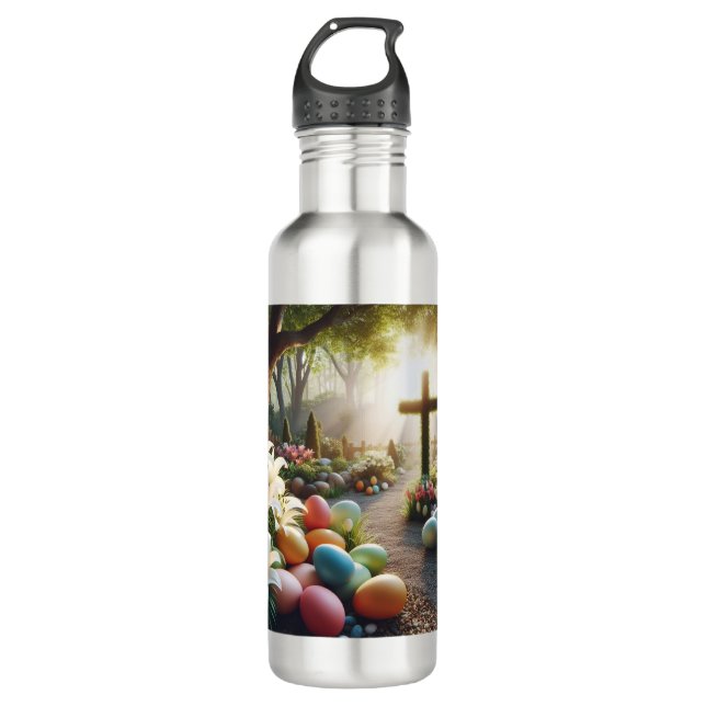 Cross/Easter egg/Lilly  Stainless Steel Water Bottle (Front)