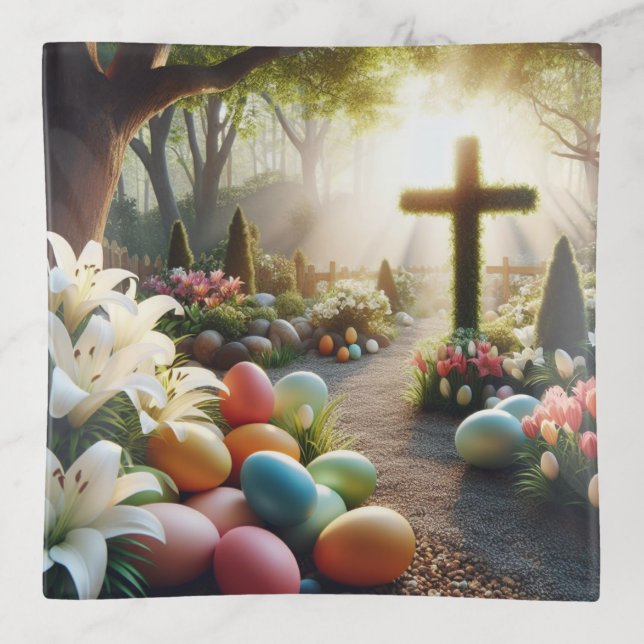 Cross/Easter egg/Lilly  Trinket Tray (Front)