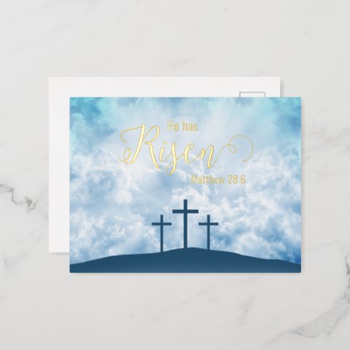 Cross easter Gold Foil Holiday Postcard