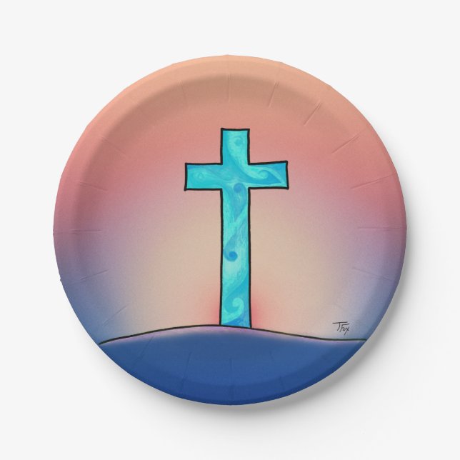 Cross Easter Paper Plate (Front)
