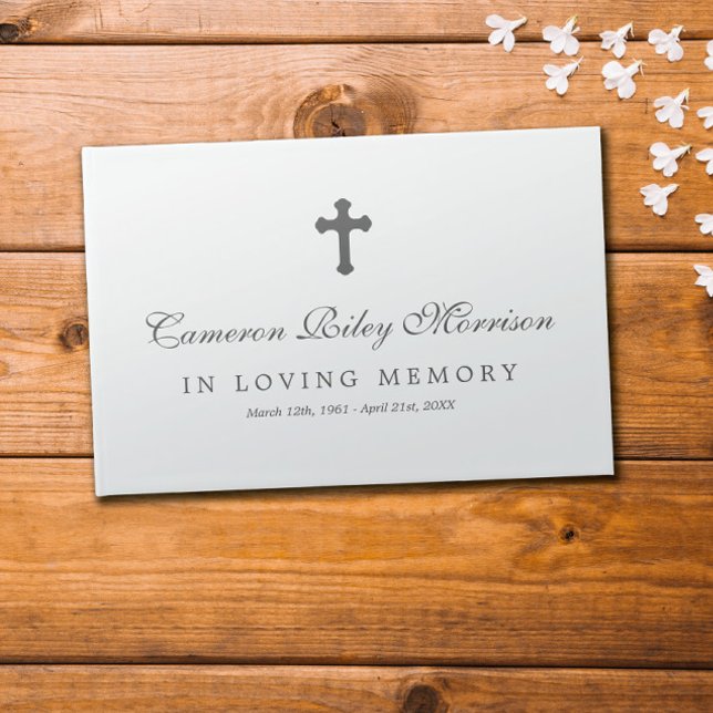 Cross Elegant Name In Script In Loving Memory Guest Book (Creator Uploaded)