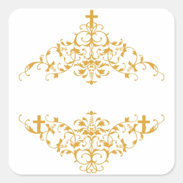 Cross Embellishment Square Sticker (Front)