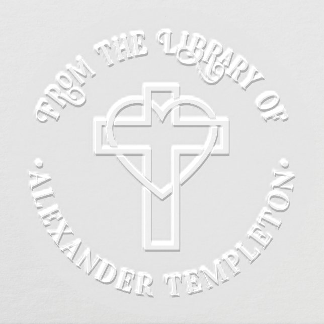 Cross Entwined Heart “From the Library of” Book Embosser (Design)