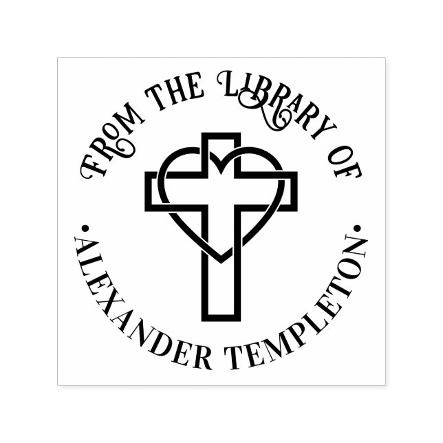 Cross Entwined Heart “From the Library of” Book Self-inking Stamp (Design)