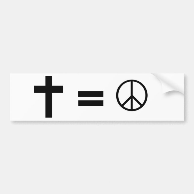 Cross, Equals, Peace Symbol Bumper Sticker (Front)