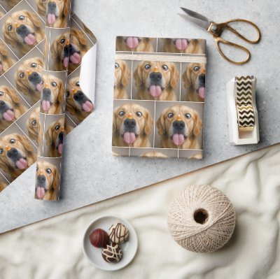 Cross Eyed Golden Retriever With Candy Corn Wrapping Paper