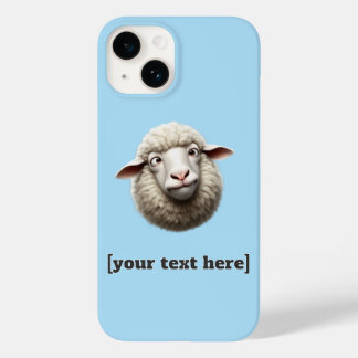 Cross-Eyed Sheep Illustration Custom Text Case-Mate iPhone 14 Case