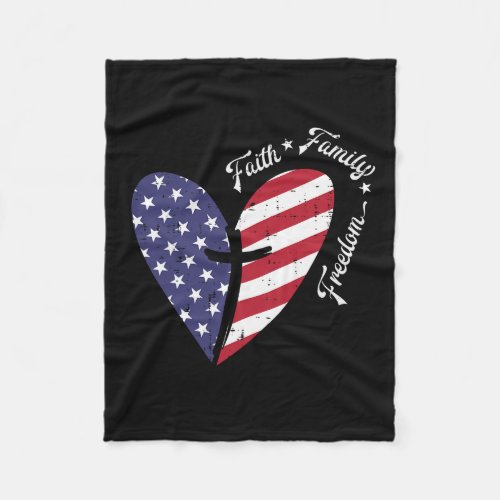 Cross Faith Fourth 4th Of July Patriotic Christian Fleece Blanket