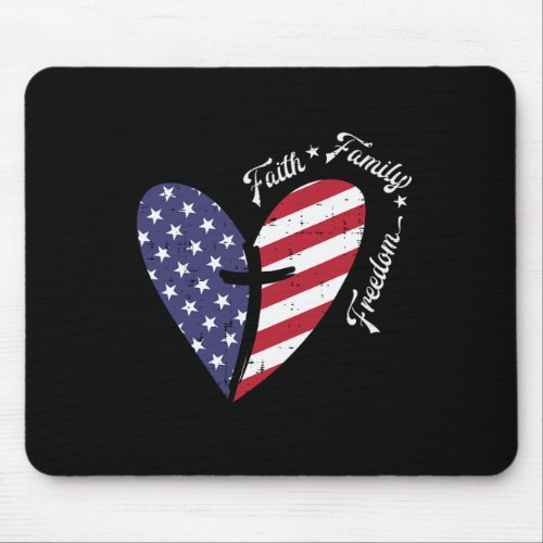 Cross Faith Fourth 4th Of July Patriotic Christian Mouse Pad