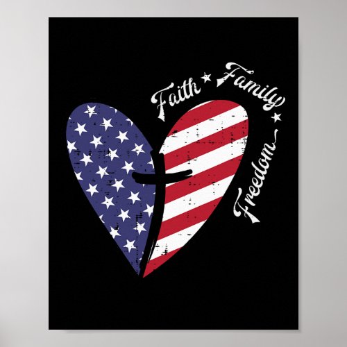 Cross Faith Fourth 4th Of July Patriotic Christian Poster