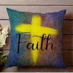 Cross Faith Script Blue Purple Throw Pillow at Zazzle