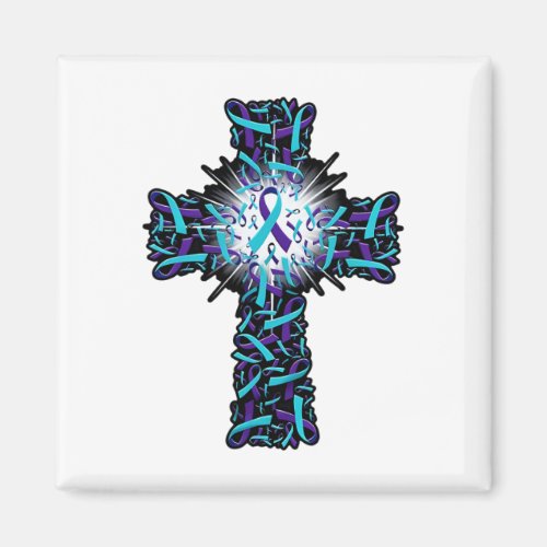 Cross Faith Suicide Prevention Awareness Ribbon Su Magnet