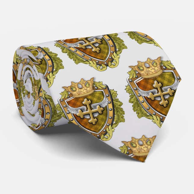 Cross Family Crest  Neck Tie (Rolled)