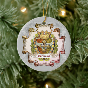 Cross Family Crest Surname custom ornament