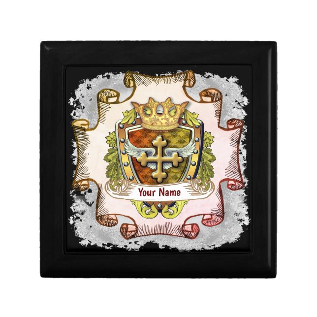 Cross Family Crest  Surname  Gift Box (Front)