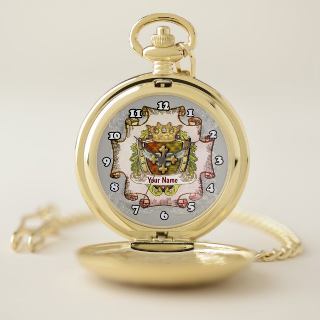 Cross Family Crest  Surname  Pocket Watch (Inside)