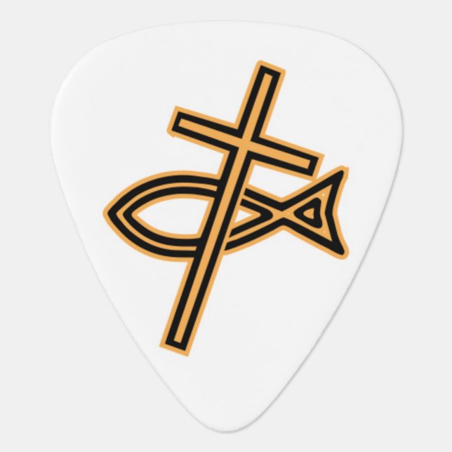 Cross & Fish Christian Guitar Pick Plectrum (Front)