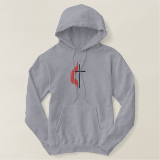 Cross & flame embroidered hoodie