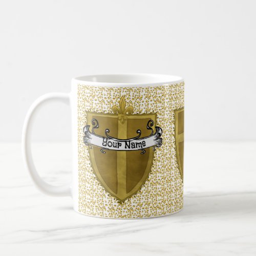 Cross Fleur Shield Surname Family Crest  mug