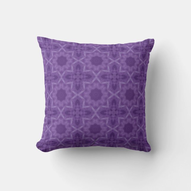 Cross, Flower Purple Geometric Patterned  Throw Pillow (Front)