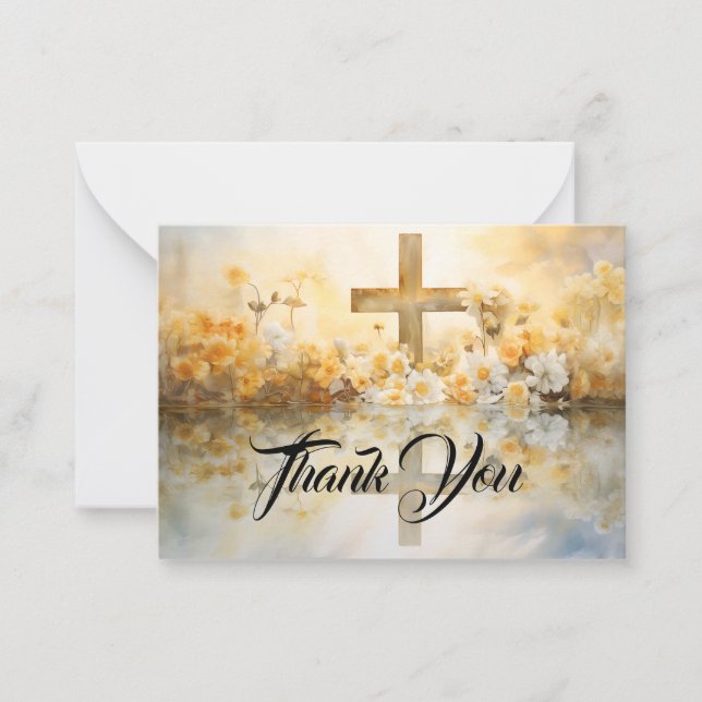 Cross Flower Thank You Note Card (Front)