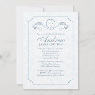 Cross Focus Blue Religious Invitation