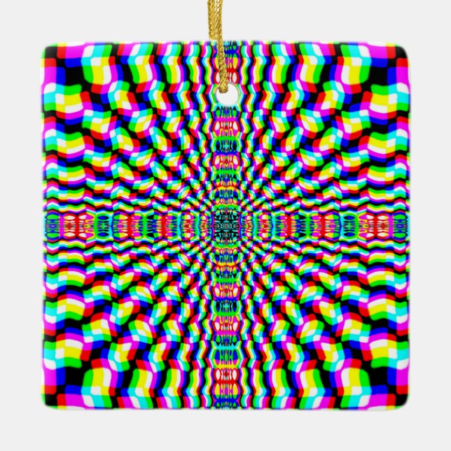 Cross - geometric ( You may add words ) Ceramic Ornament (Front)