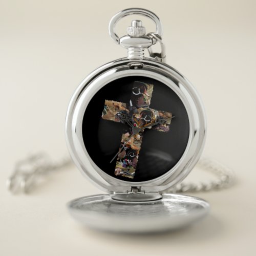 Cross Gift for Hunters Christian Hunter Pocket Watch