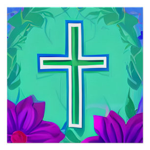 Cross God Loves Jesus Saves Christian Church Love Poster