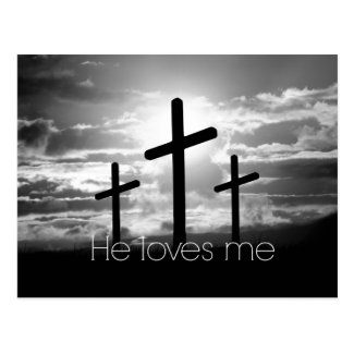 Cross He Loves me Quote Postcard